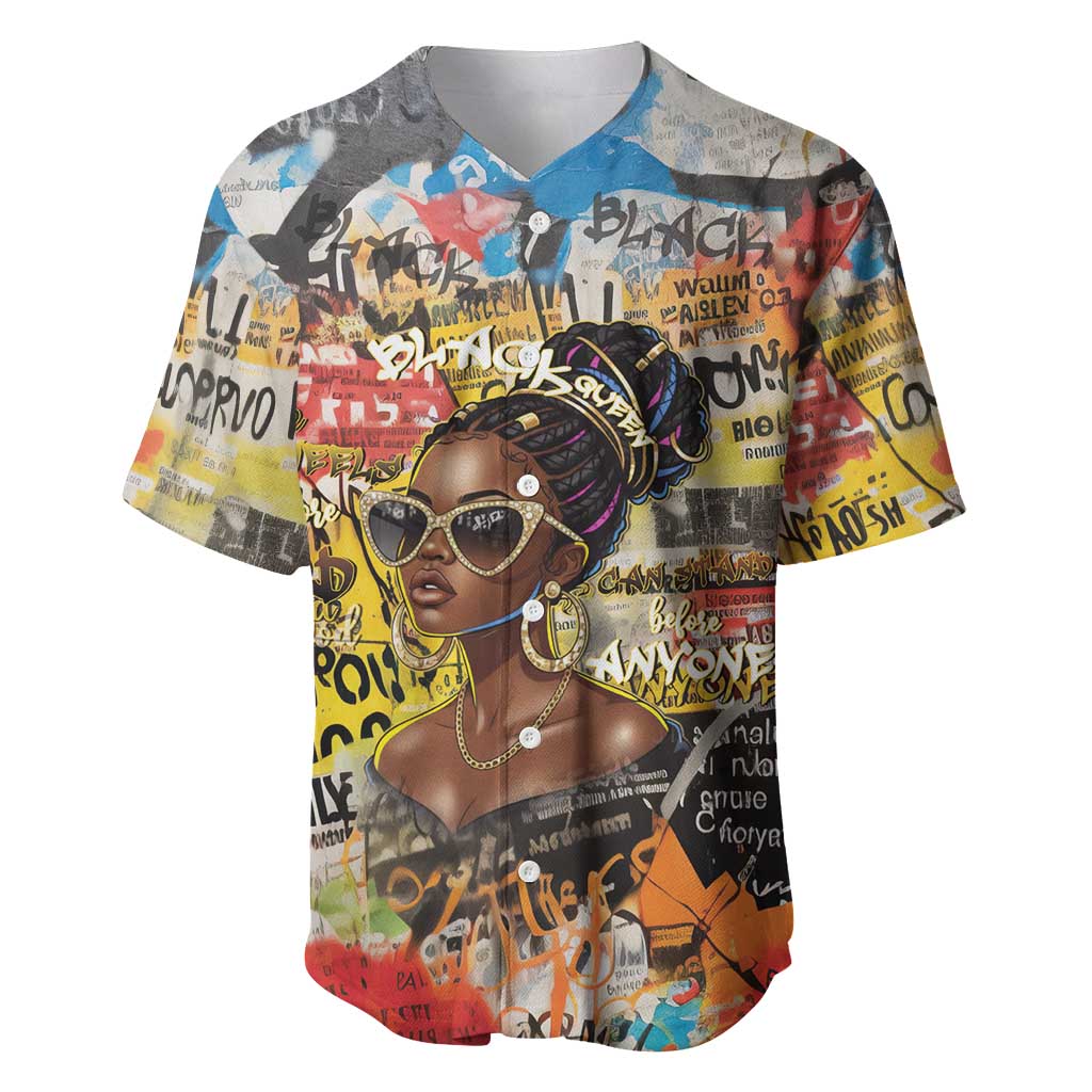 Black Her Story Graffiti Queen Baseball Jersey Black Woman Empowerment - African Pride