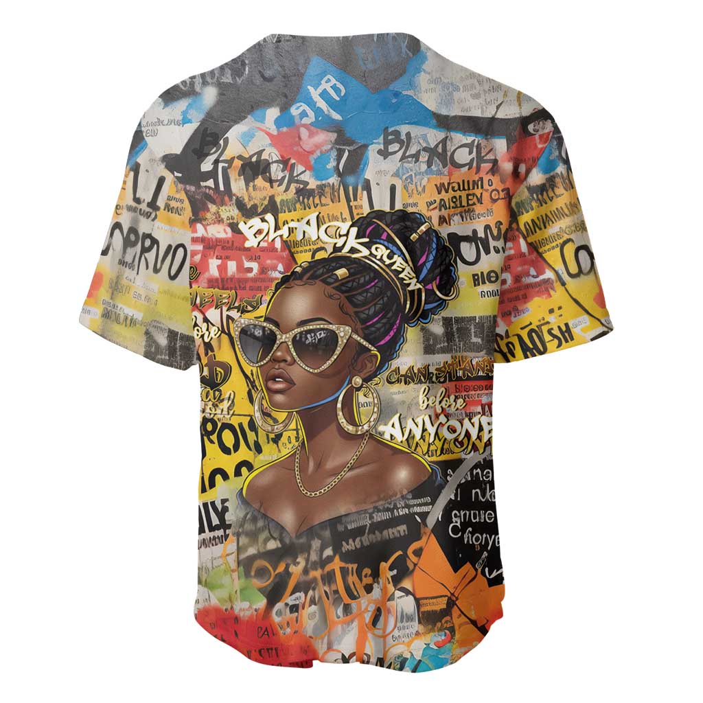 Black Her Story Graffiti Queen Baseball Jersey Black Woman Empowerment - African Pride