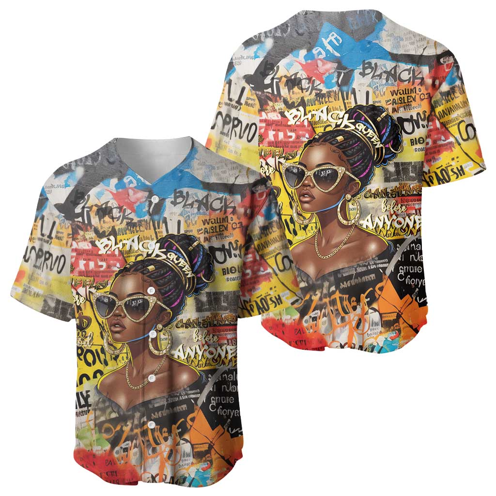 Black Her Story Graffiti Queen Baseball Jersey Black Woman Empowerment - African Pride