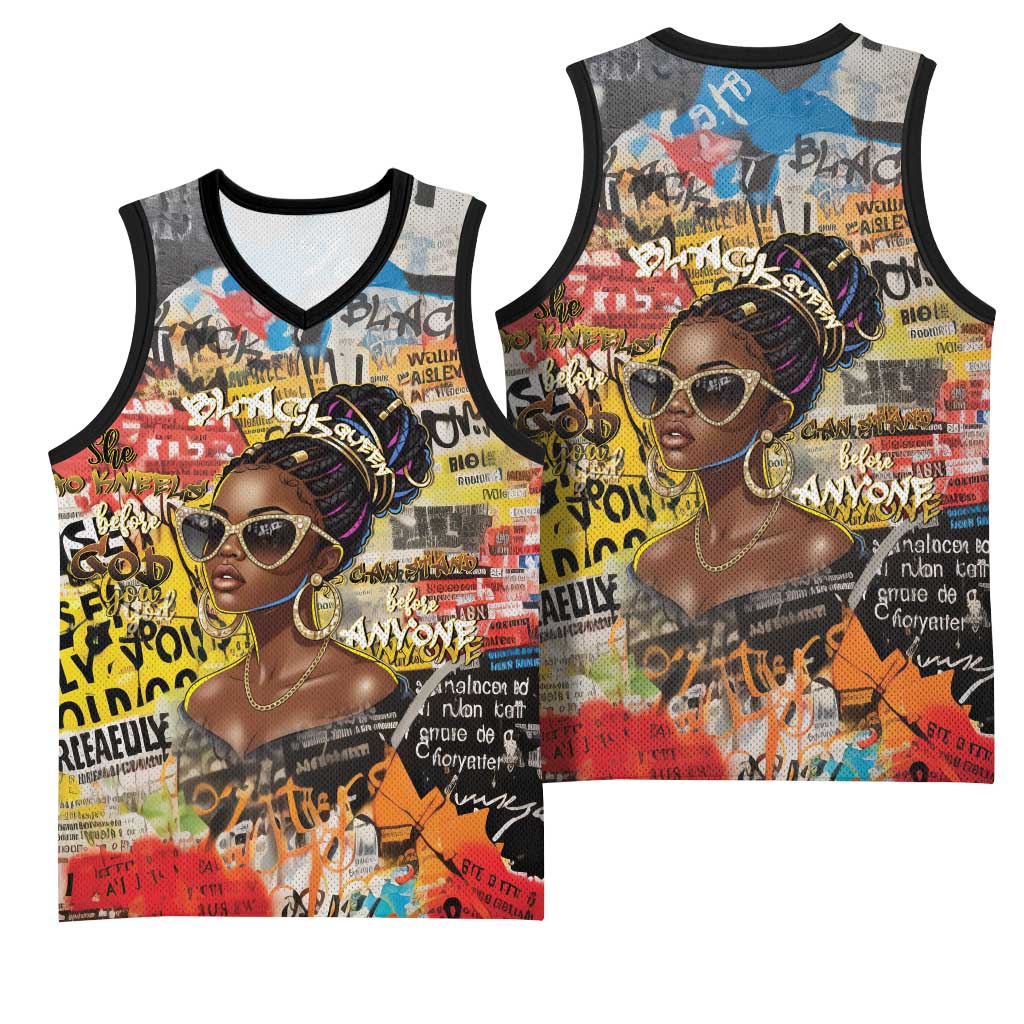 Black Her Story Graffiti Queen Basketball Jersey Black Woman Empowerment - African Pride