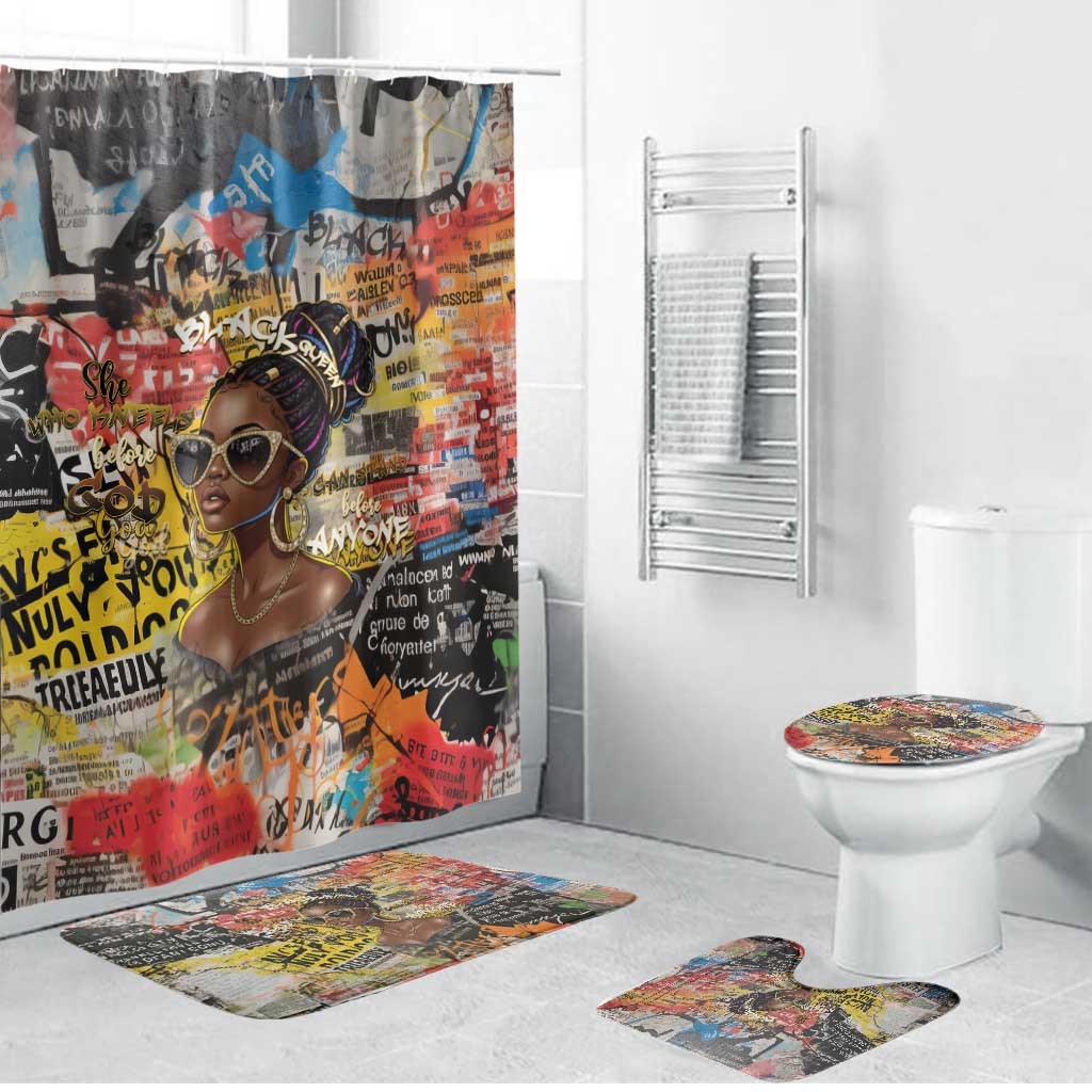 Black Her Story Graffiti Queen Bathroom Set Black Woman Empowerment - African Pride