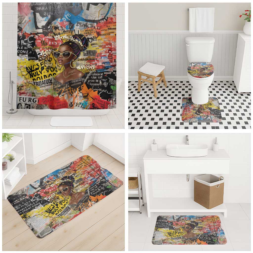 Black Her Story Graffiti Queen Bathroom Set Black Woman Empowerment - African Pride