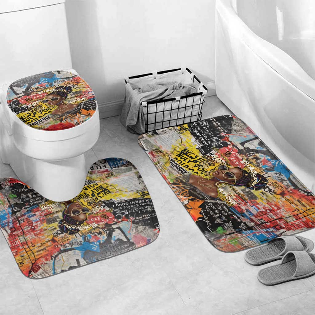 Black Her Story Graffiti Queen Bathroom Set Black Woman Empowerment - African Pride