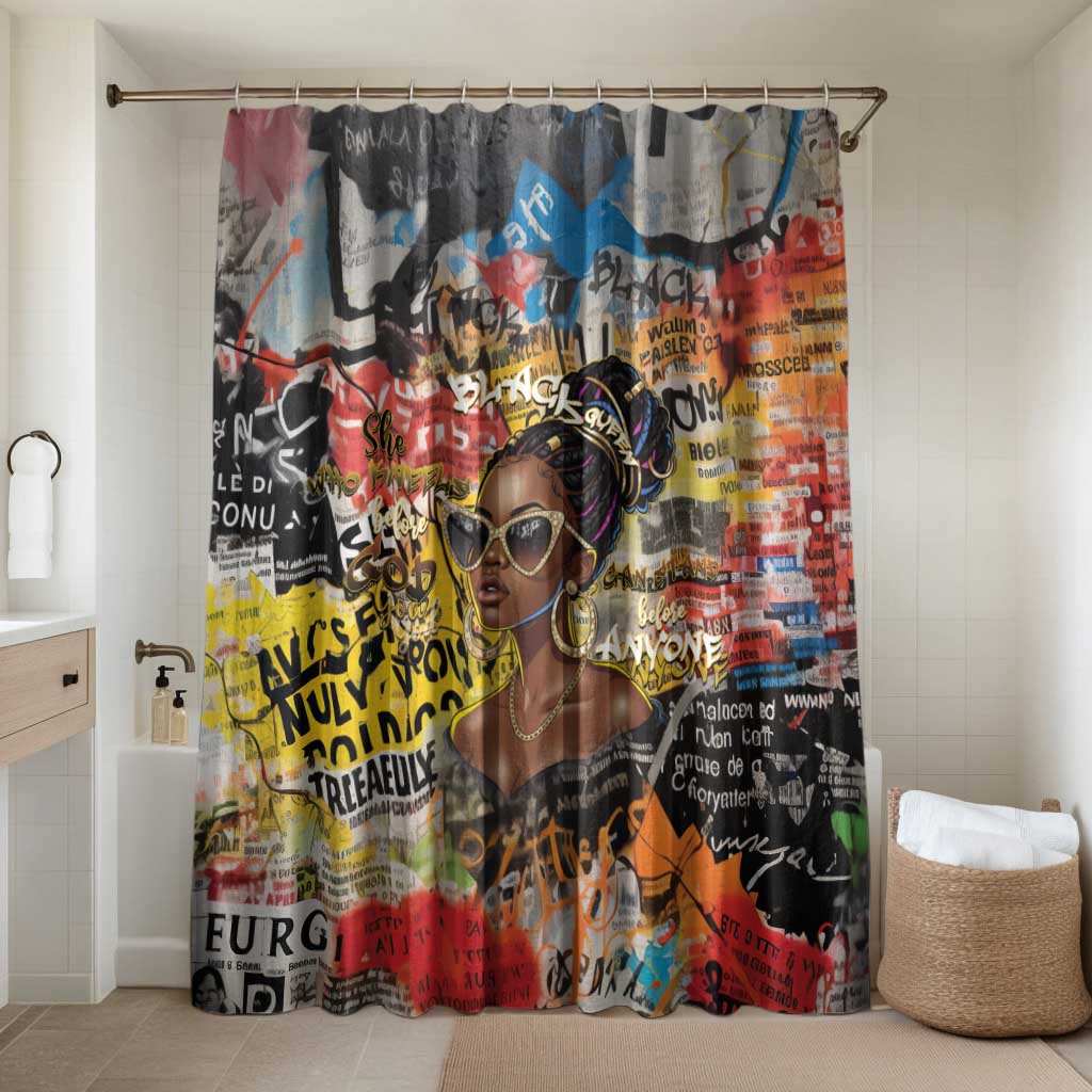 Black Her Story Graffiti Queen Bathroom Set Black Woman Empowerment - African Pride