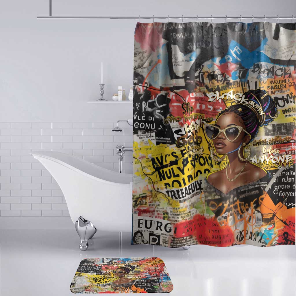 Black Her Story Graffiti Queen Bathroom Set Black Woman Empowerment - African Pride