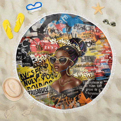 Black Her Story Graffiti Queen Beach Blanket Black Woman Empowerment - African Pride
