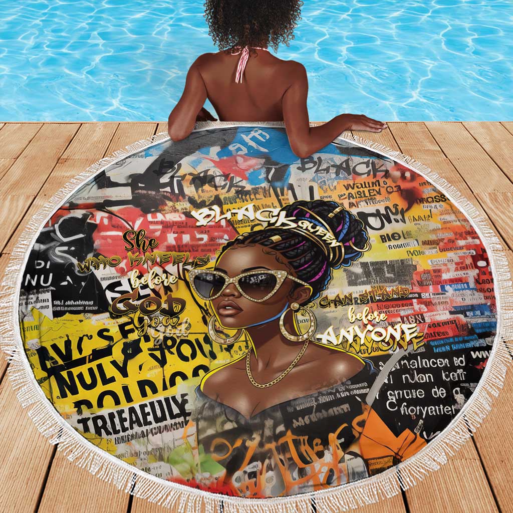 Black Her Story Graffiti Queen Beach Blanket Black Woman Empowerment - African Pride