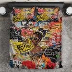 Black Her Story Graffiti Queen Bedding Set Black Woman Empowerment - African Pride