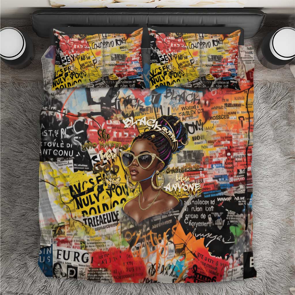 Black Her Story Graffiti Queen Bedding Set Black Woman Empowerment - African Pride