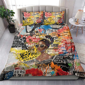Black Her Story Graffiti Queen Bedding Set Black Woman Empowerment - African Pride