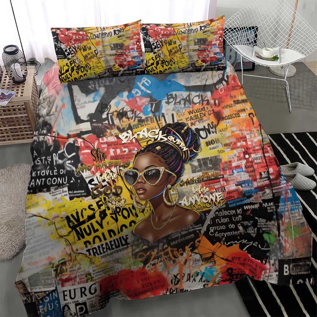 Black Her Story Graffiti Queen Bedding Set Black Woman Empowerment - African Pride