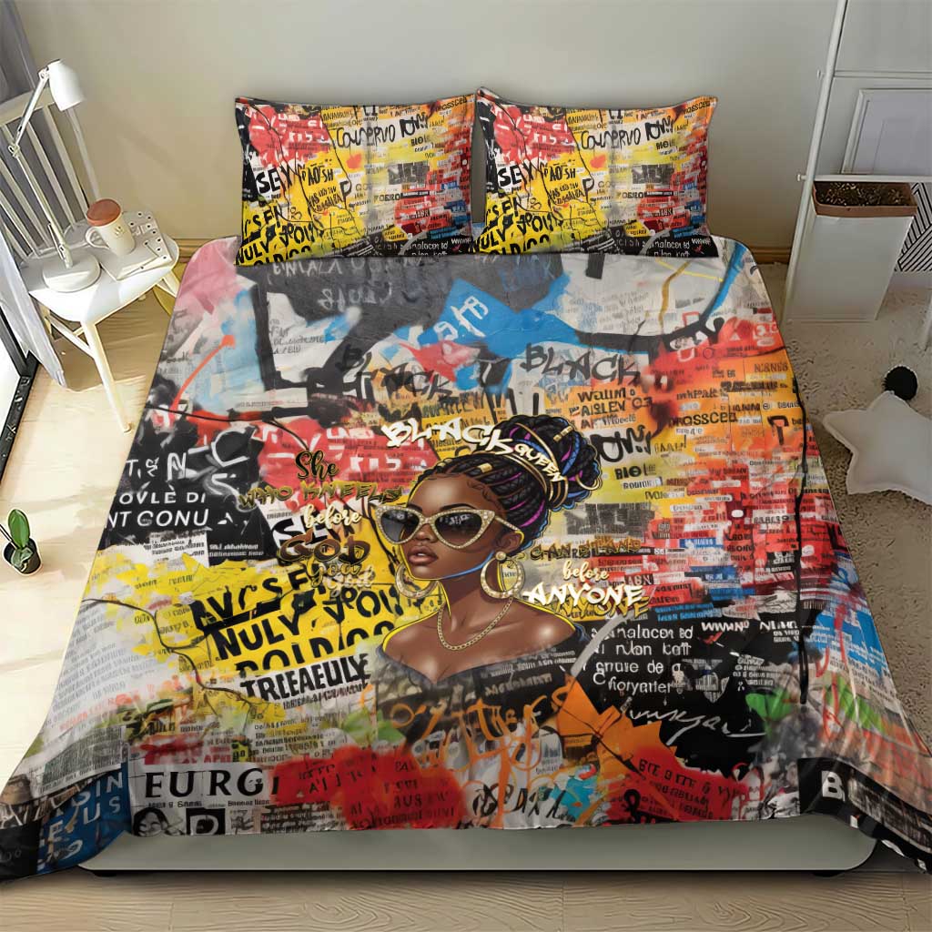 Black Her Story Graffiti Queen Bedding Set Black Woman Empowerment - African Pride