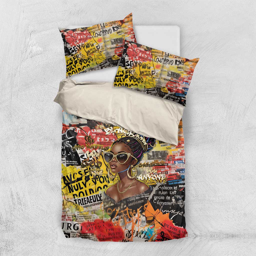Black Her Story Graffiti Queen Bedding Set Black Woman Empowerment - African Pride