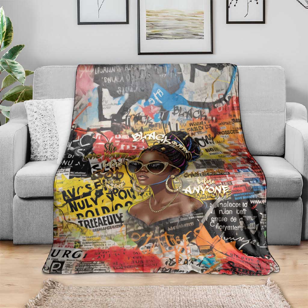 Black Her Story Graffiti Queen Blanket Black Woman Empowerment - African Pride