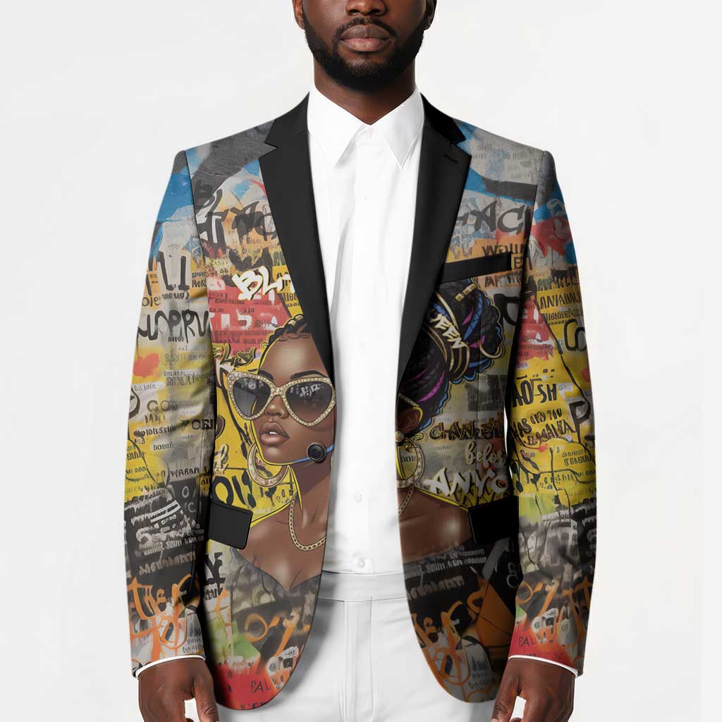 Black Her Story Graffiti Queen Blazer Black Woman Empowerment - African Pride