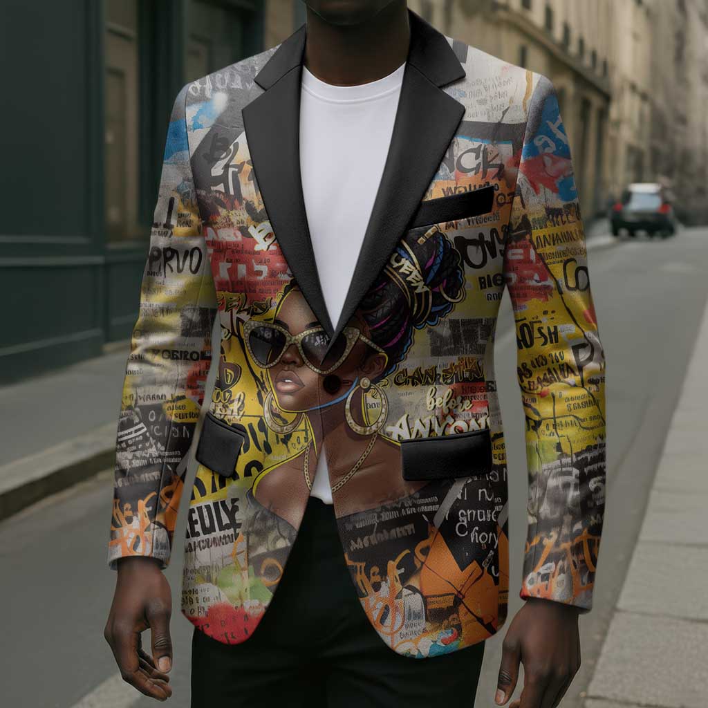Black Her Story Graffiti Queen Blazer Black Woman Empowerment - African Pride