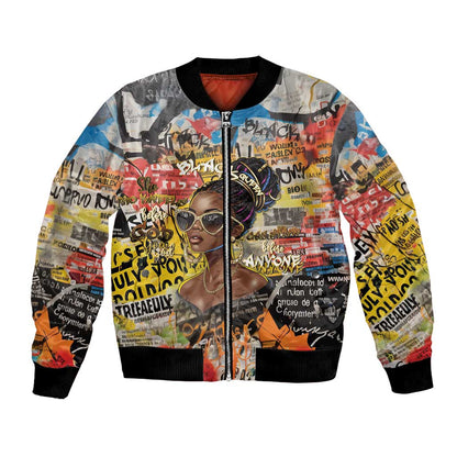 Black Her Story Graffiti Queen Bomber Jacket Black Woman Empowerment - African Pride