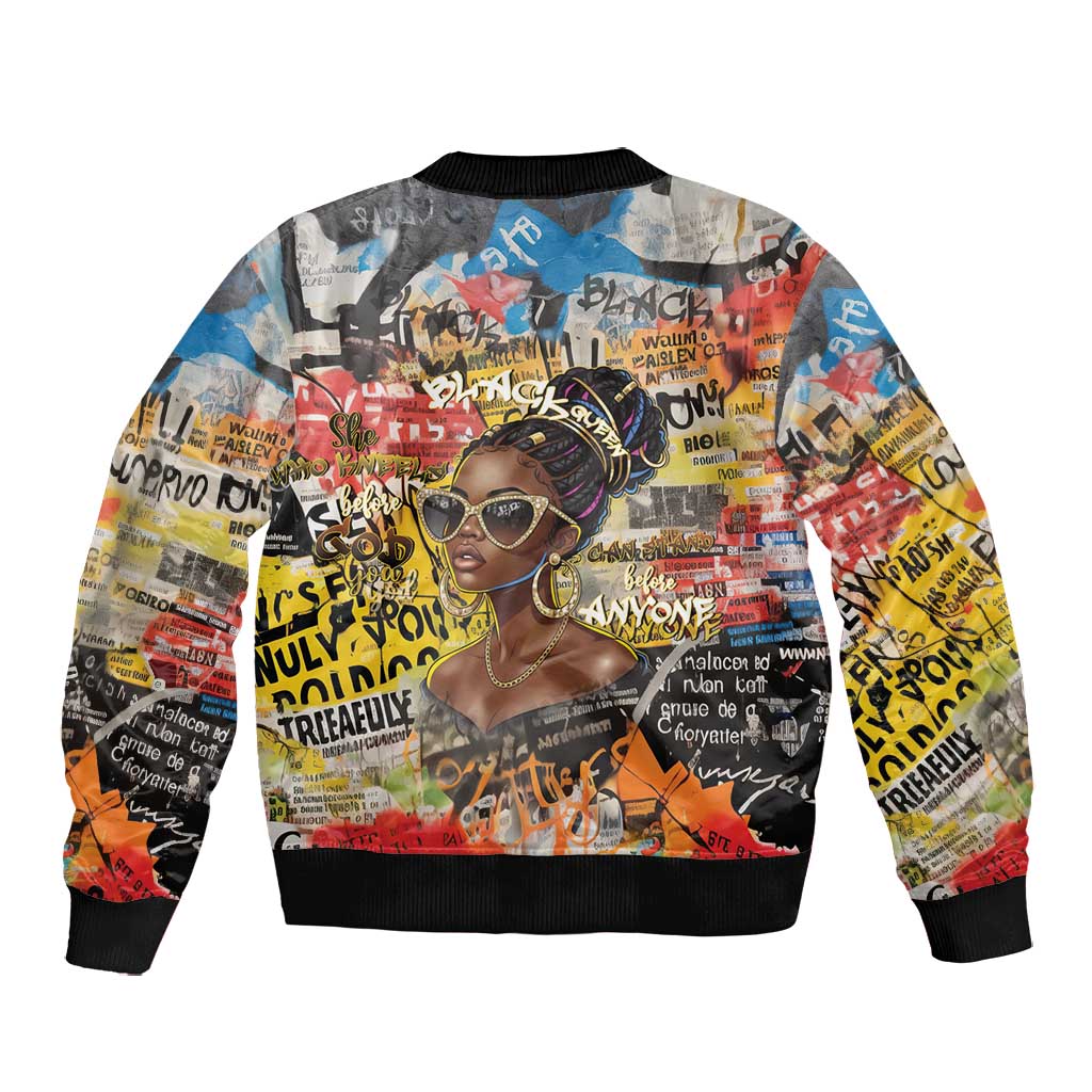 Black Her Story Graffiti Queen Bomber Jacket Black Woman Empowerment - African Pride