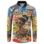 Black Her Story Graffiti Queen Button Sweatshirt Black Woman Empowerment
