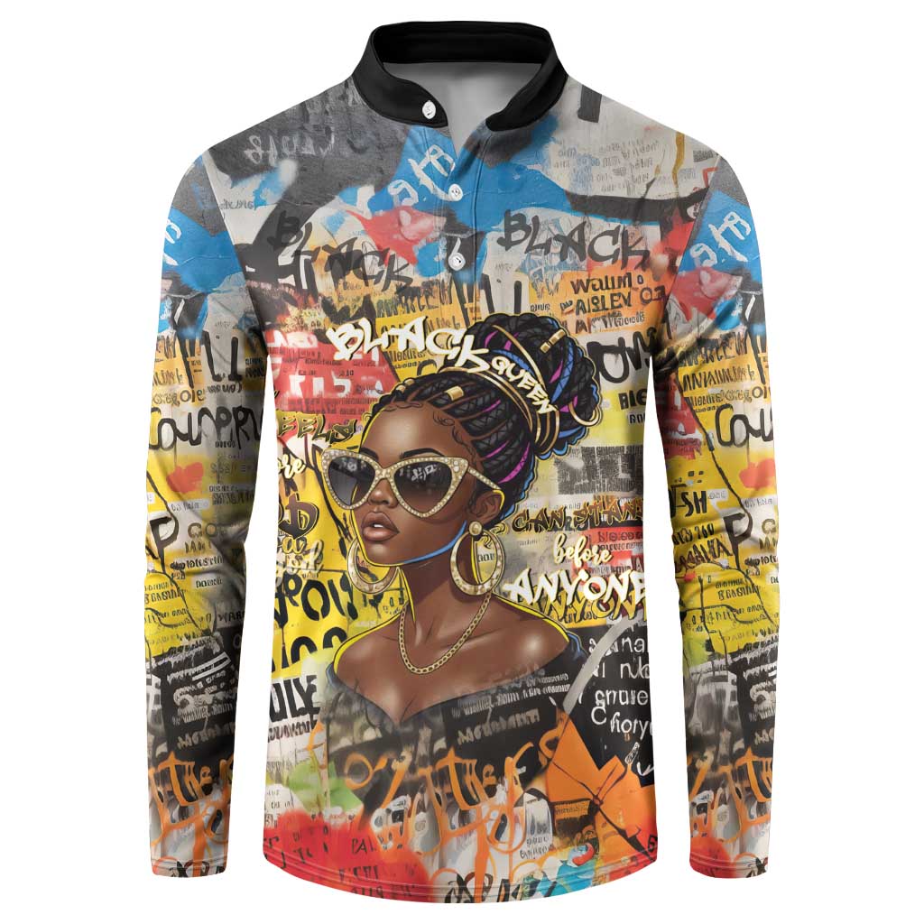 Black Her Story Graffiti Queen Button Sweatshirt Black Woman Empowerment