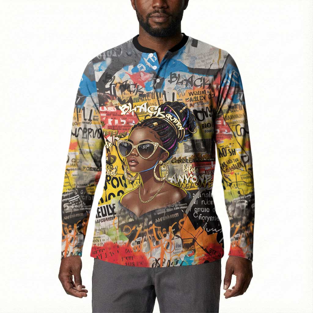 Black Her Story Graffiti Queen Button Sweatshirt Black Woman Empowerment