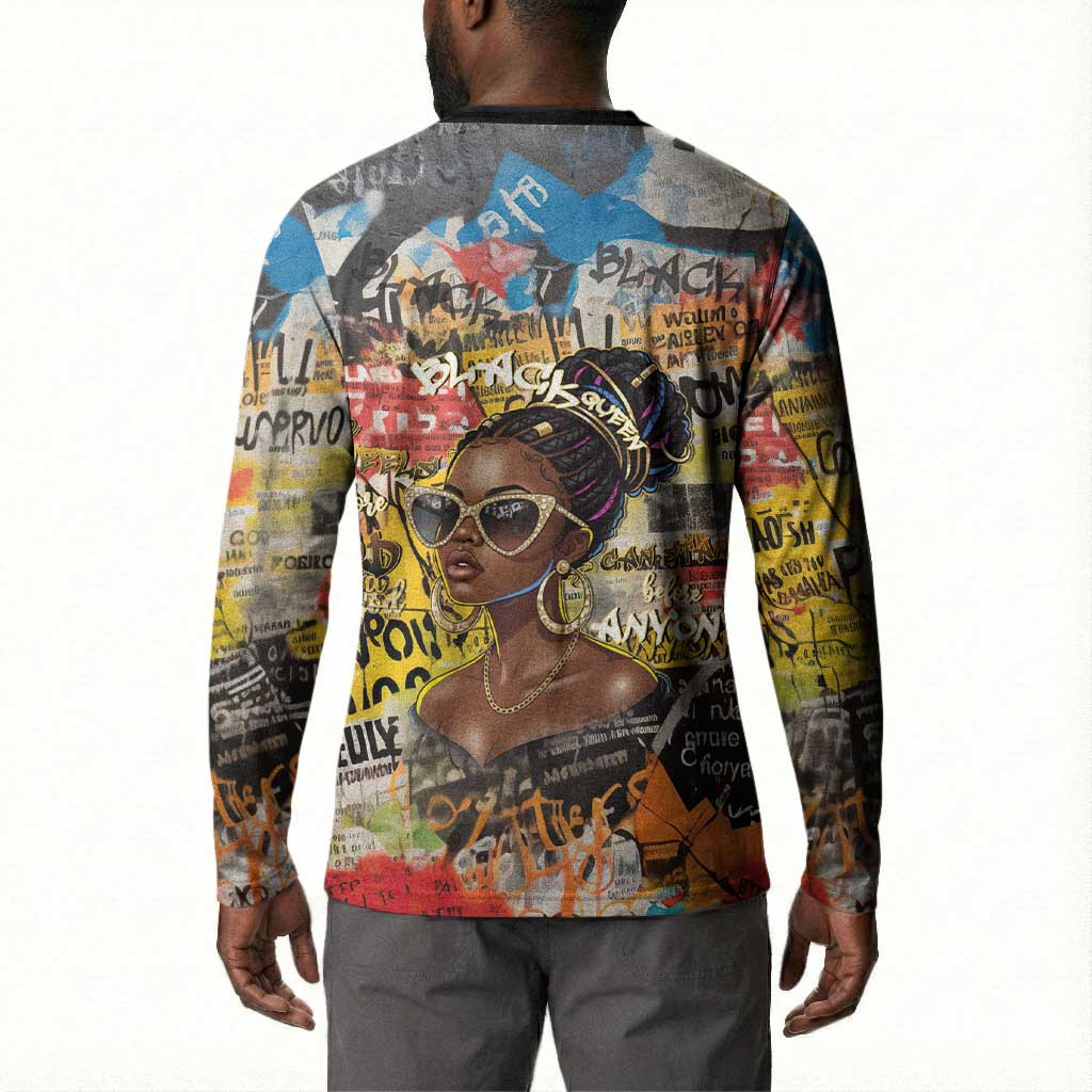 Black Her Story Graffiti Queen Button Sweatshirt Black Woman Empowerment