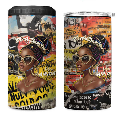 Black Her Story Graffiti Queen 4 in 1 Can Cooler Tumbler Black Woman Empowerment - African Pride