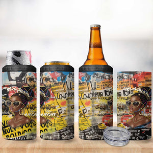 Black Her Story Graffiti Queen 4 in 1 Can Cooler Tumbler Black Woman Empowerment - African Pride