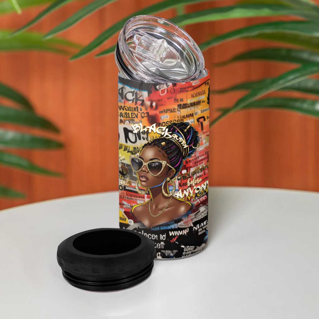 Black Her Story Graffiti Queen 4 in 1 Can Cooler Tumbler Black Woman Empowerment - African Pride