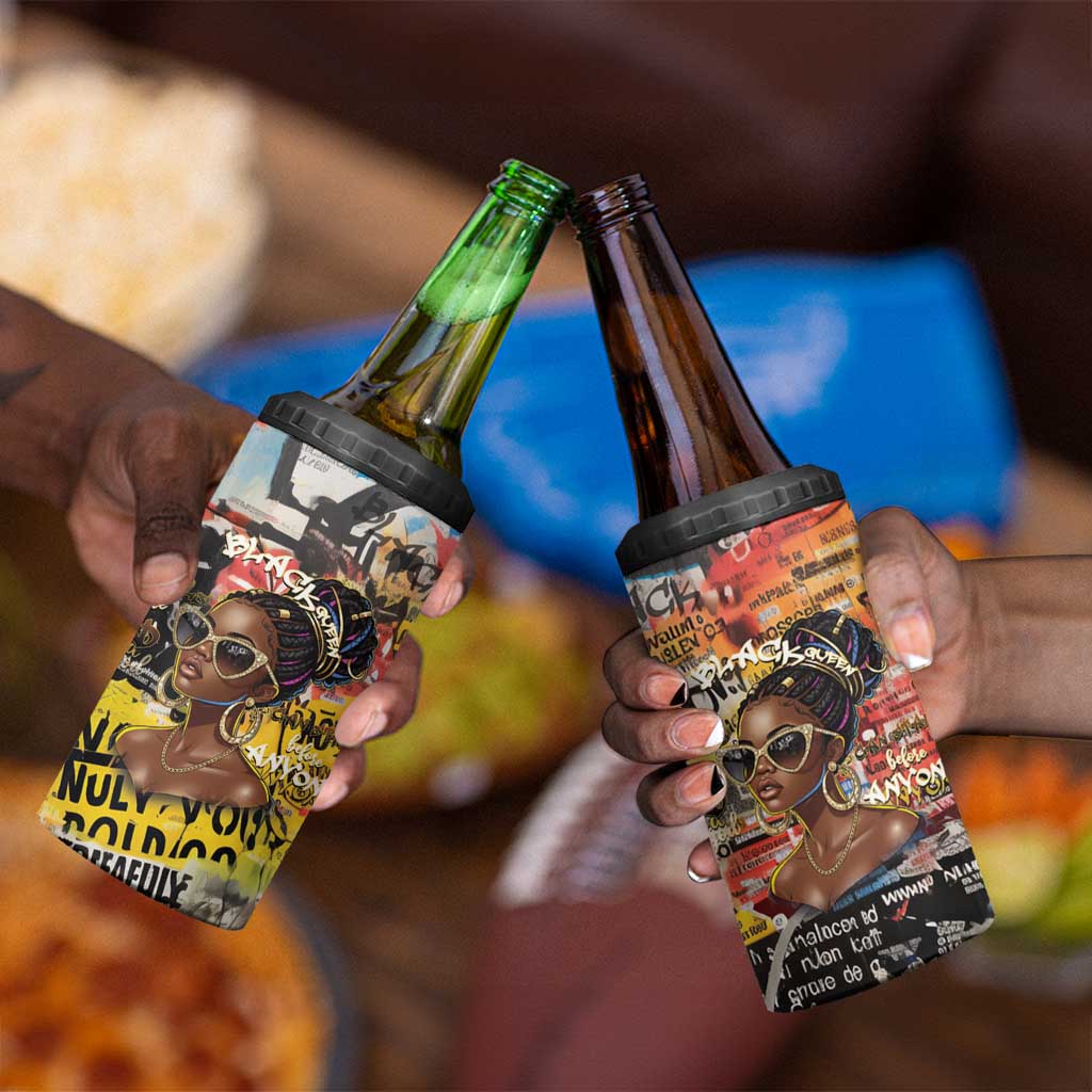 Black Her Story Graffiti Queen 4 in 1 Can Cooler Tumbler Black Woman Empowerment - African Pride