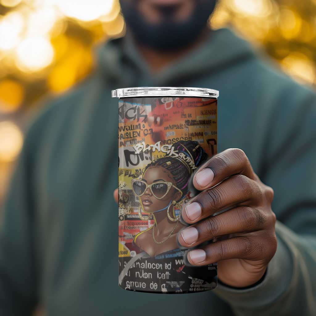 Black Her Story Graffiti Queen 4 in 1 Can Cooler Tumbler Black Woman Empowerment - African Pride