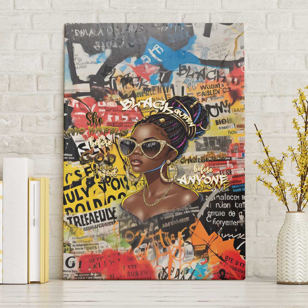 Black Her Story Graffiti Queen Canvas Wall Art Black Woman Empowerment - African Pride