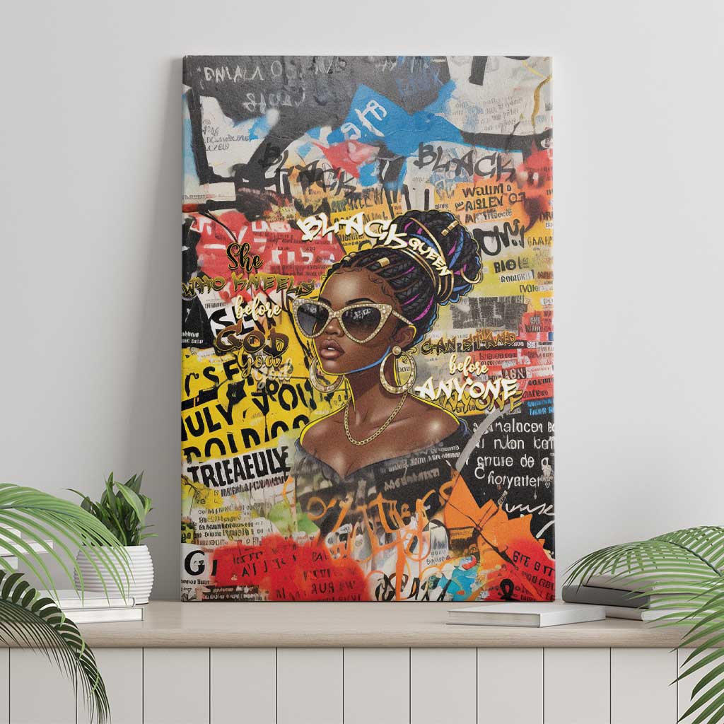 Black Her Story Graffiti Queen Canvas Wall Art Black Woman Empowerment - African Pride