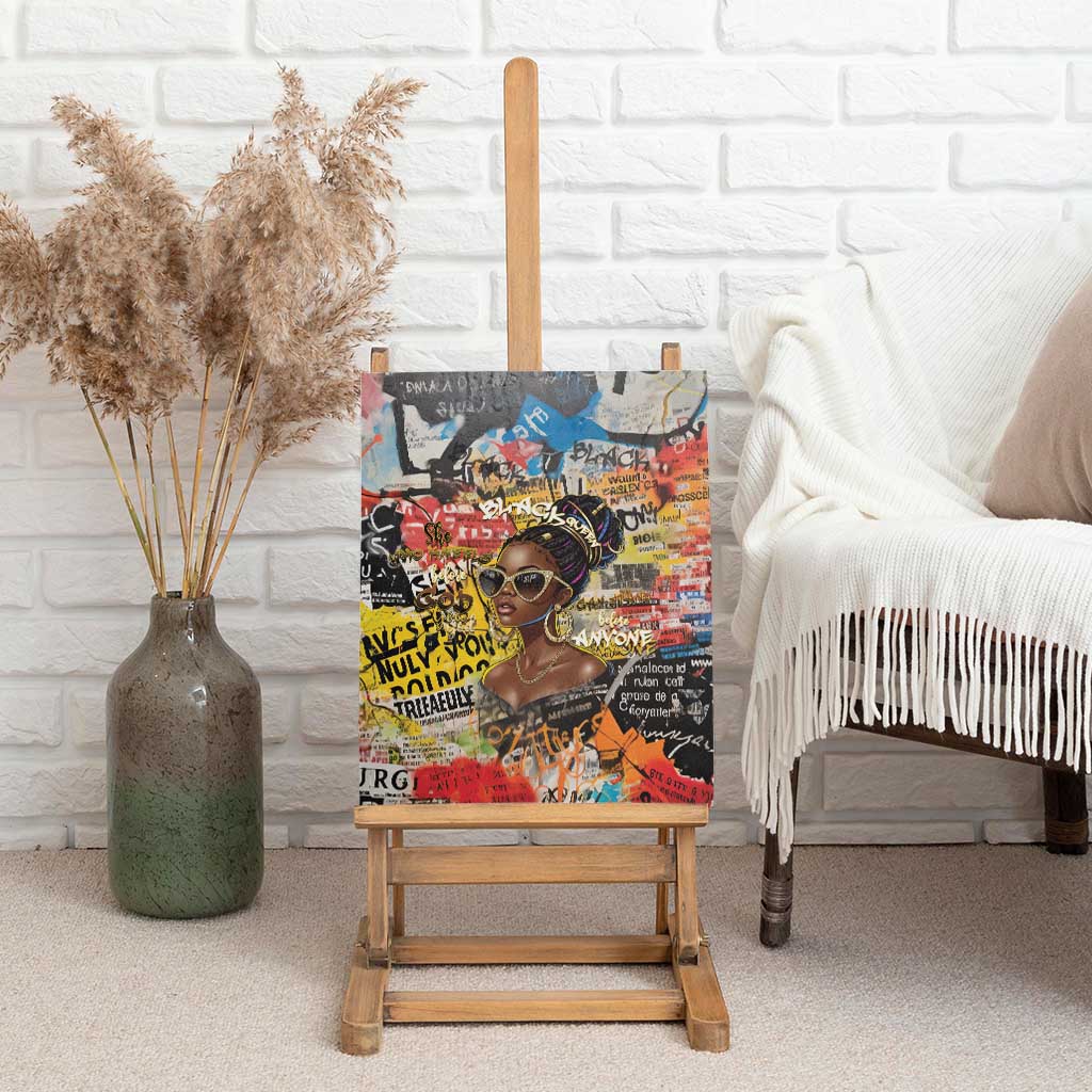 Black Her Story Graffiti Queen Canvas Wall Art Black Woman Empowerment - African Pride