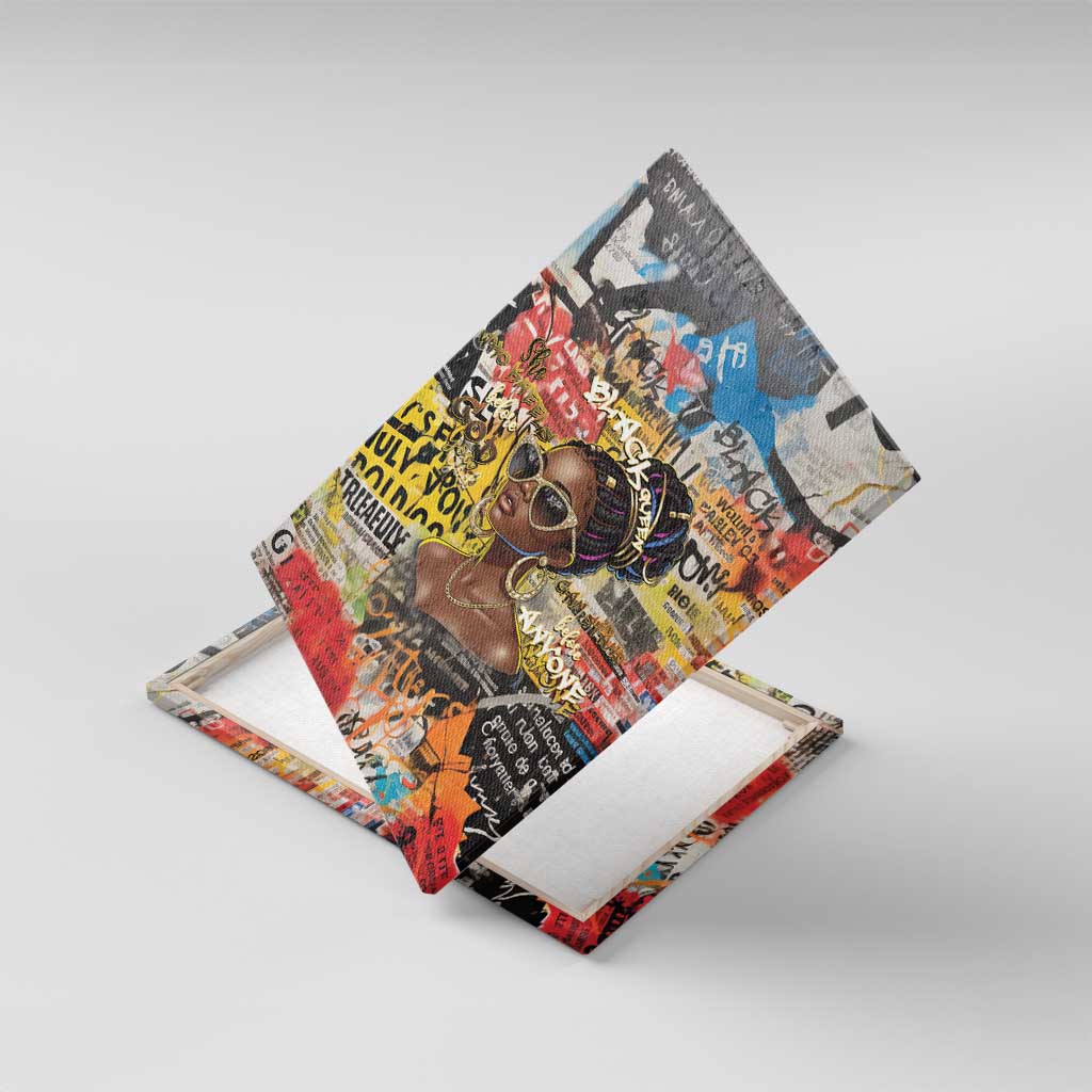 Black Her Story Graffiti Queen Canvas Wall Art Black Woman Empowerment - African Pride