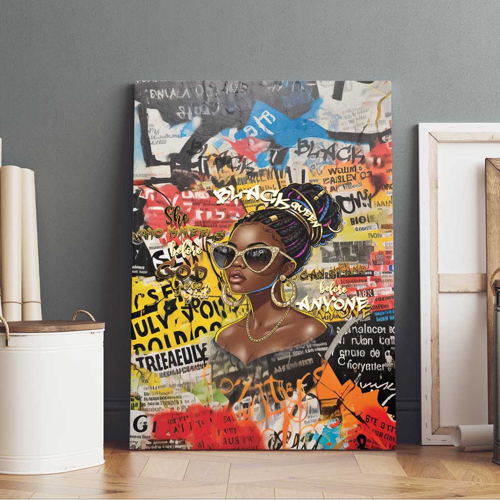 Black Her Story Graffiti Queen Canvas Wall Art Black Woman Empowerment - African Pride