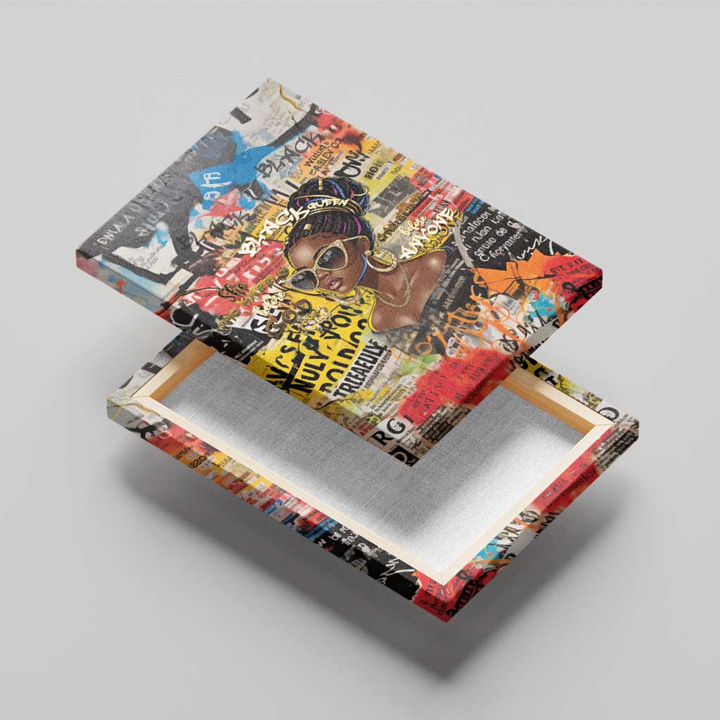 Black Her Story Graffiti Queen Canvas Wall Art Black Woman Empowerment - African Pride