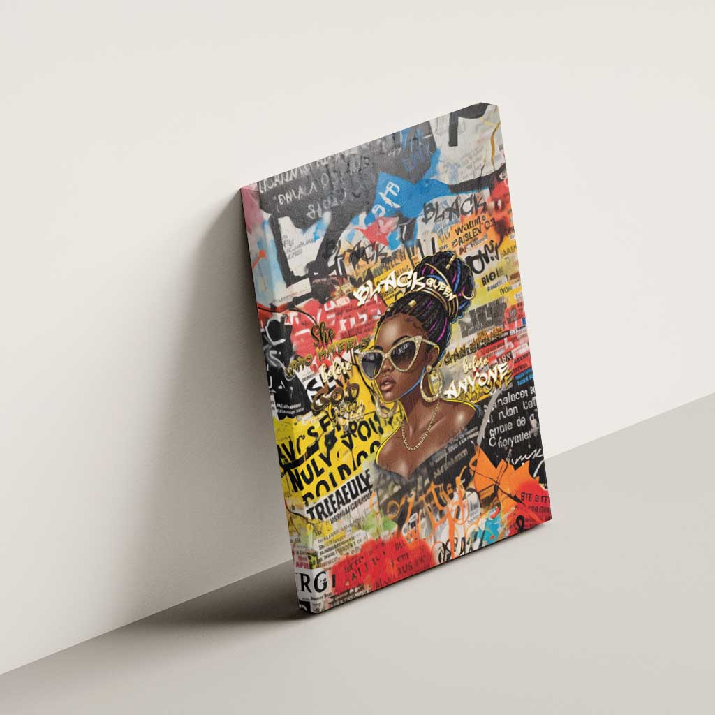 Black Her Story Graffiti Queen Canvas Wall Art Black Woman Empowerment - African Pride