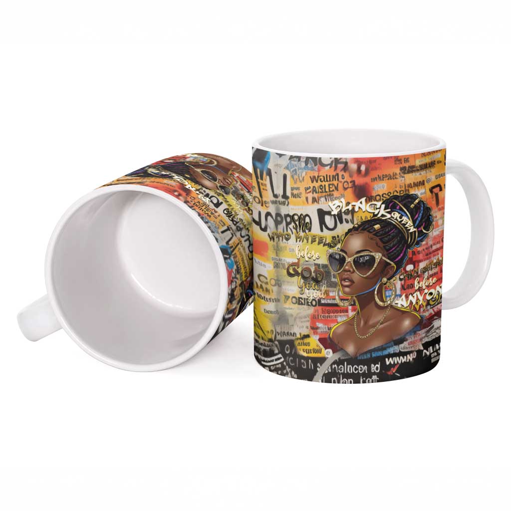 Black Her Story Graffiti Queen Ceramic Mug Black Woman Empowerment - African Pride