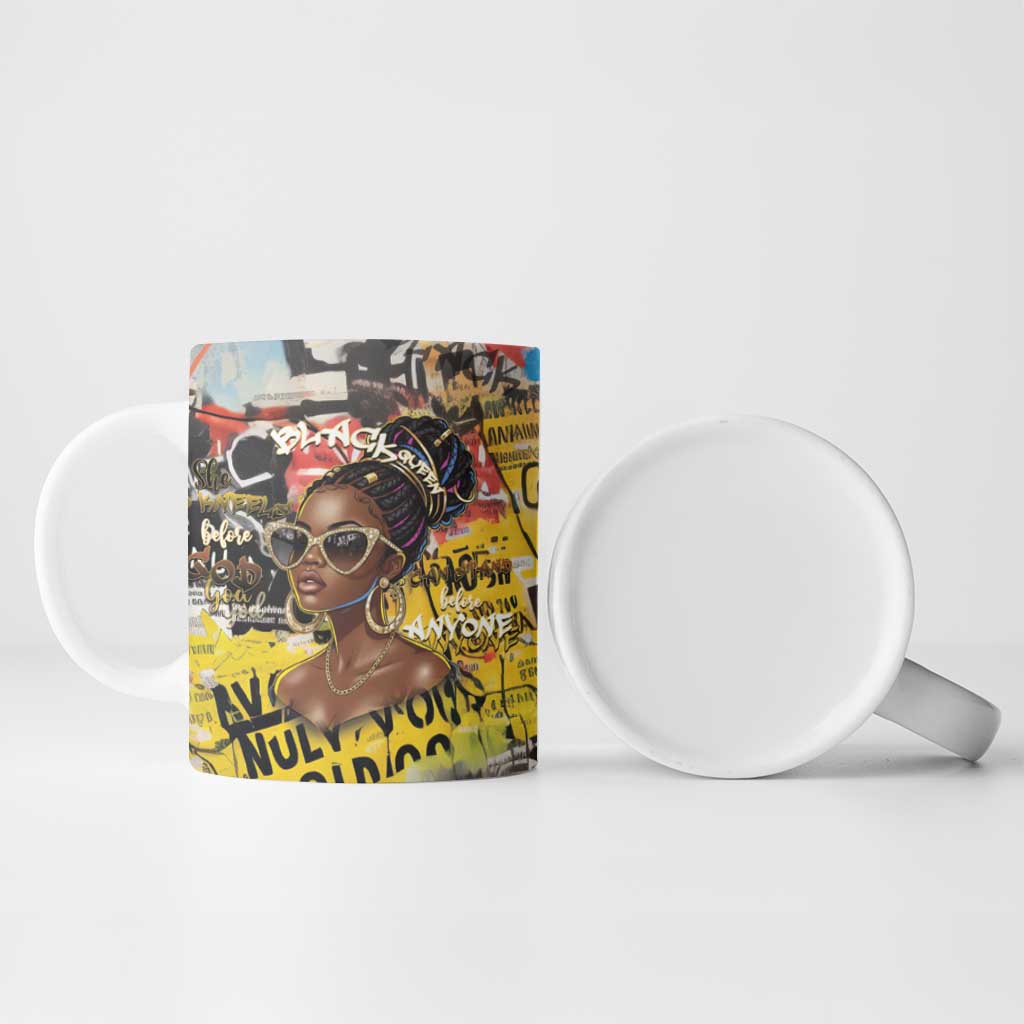 Black Her Story Graffiti Queen Ceramic Mug Black Woman Empowerment - African Pride