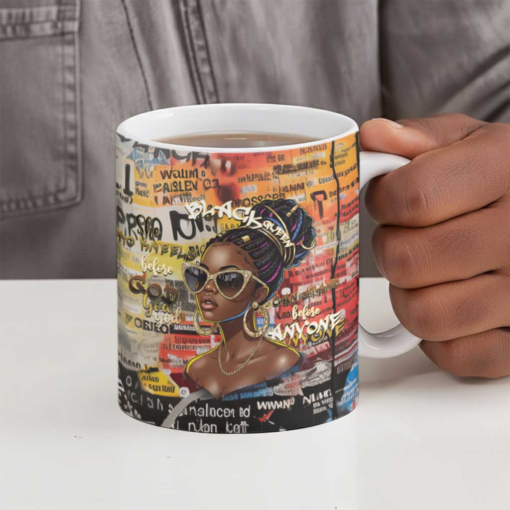 Black Her Story Graffiti Queen Ceramic Mug Black Woman Empowerment - African Pride