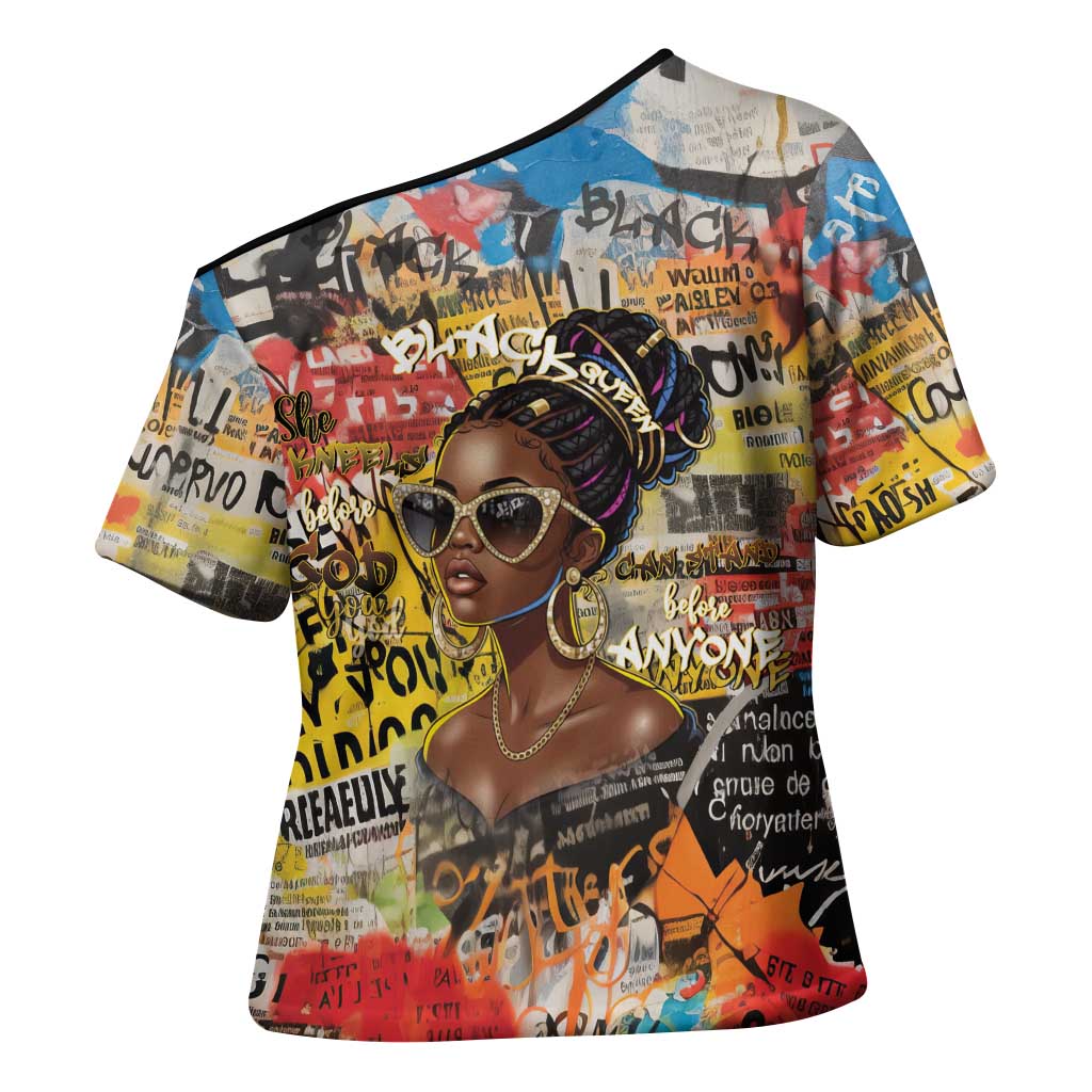 Black Her Story Graffiti Queen Cross Shoulder Shirt Black Woman Empowerment - African Pride