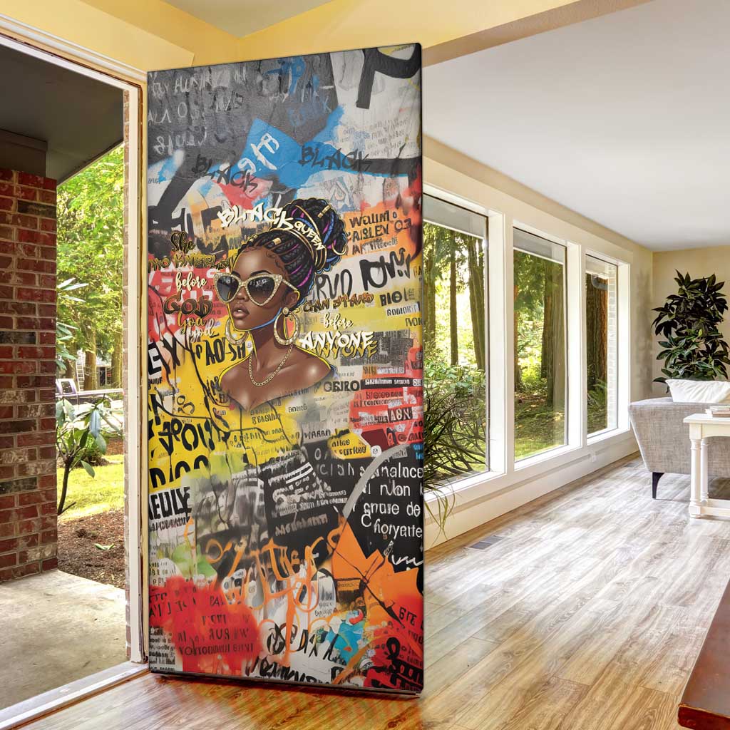 Black Her Story Graffiti Queen Door Cover Black Woman Empowerment - African Pride