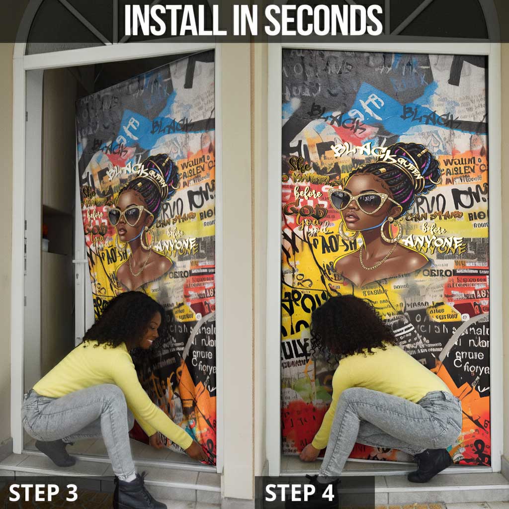 Black Her Story Graffiti Queen Door Cover Black Woman Empowerment - African Pride