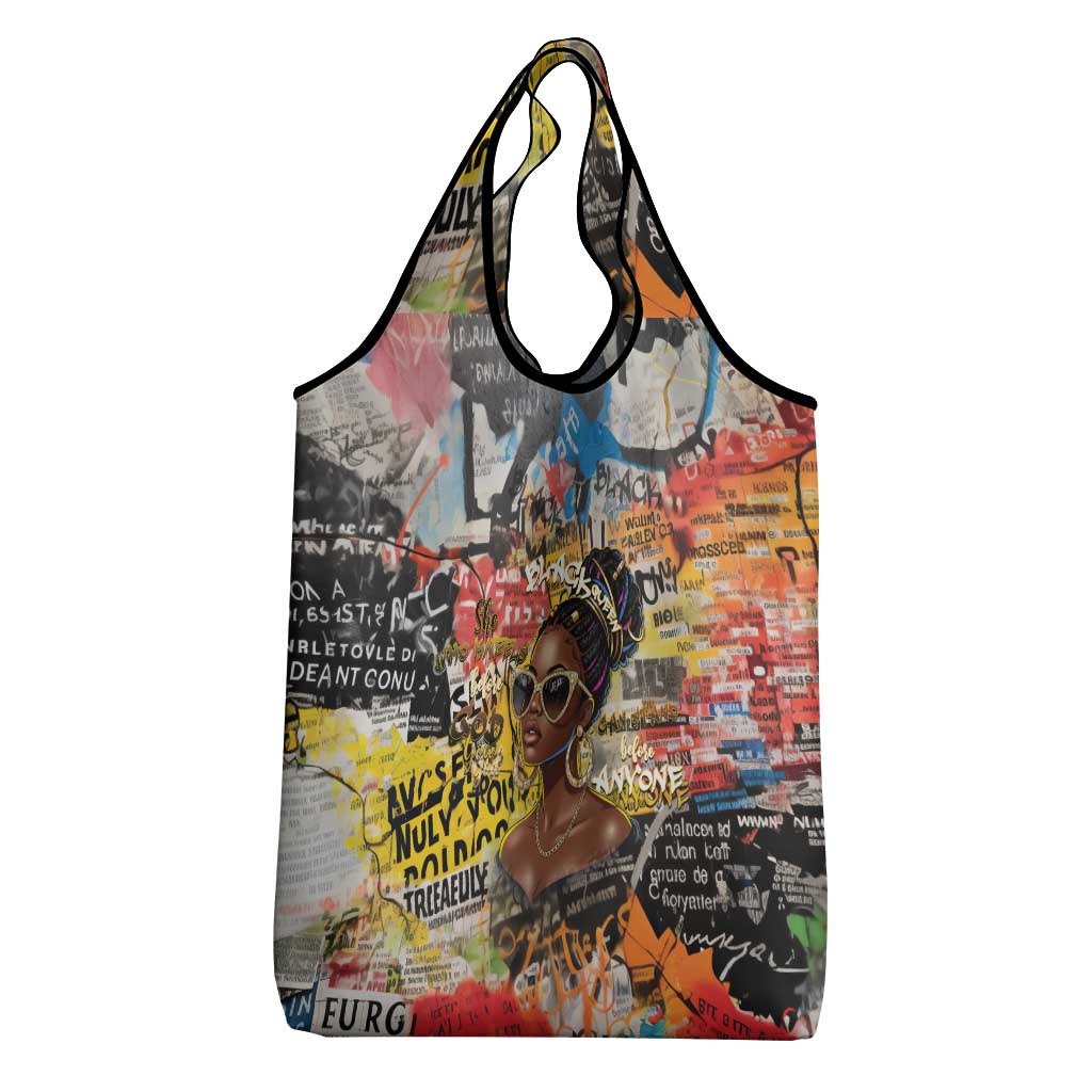 Black Her Story Graffiti Queen Grocery Bag Black Woman Empowerment - African Pride