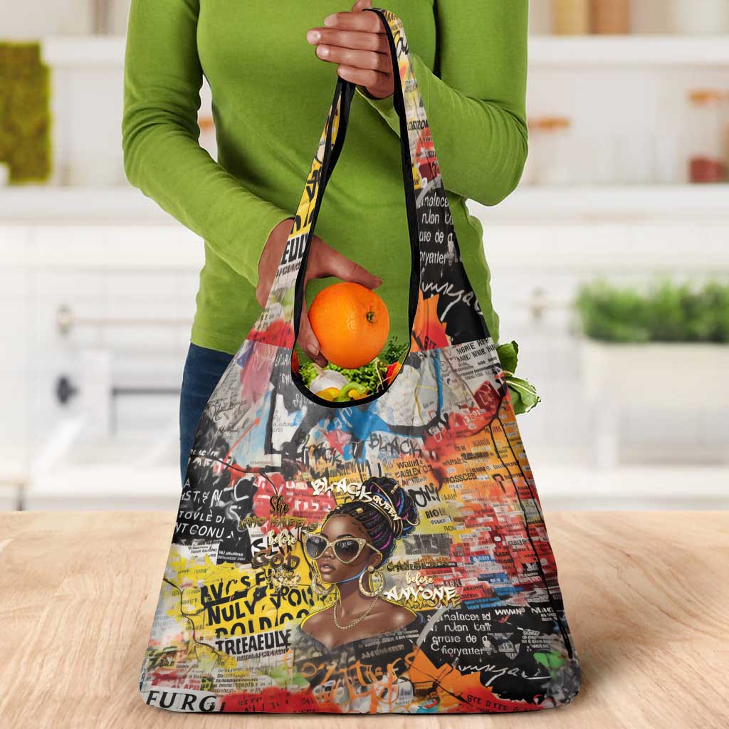 Black Her Story Graffiti Queen Grocery Bag Black Woman Empowerment - African Pride