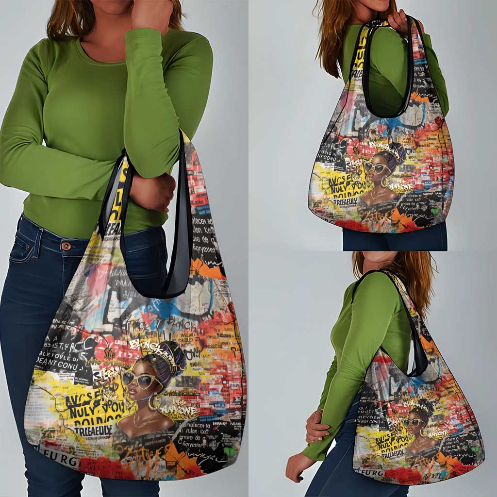 Black Her Story Graffiti Queen Grocery Bag Black Woman Empowerment - African Pride