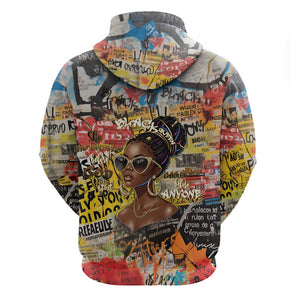 Black Her Story Graffiti Queen Hoodie Black Woman Empowerment - African Pride