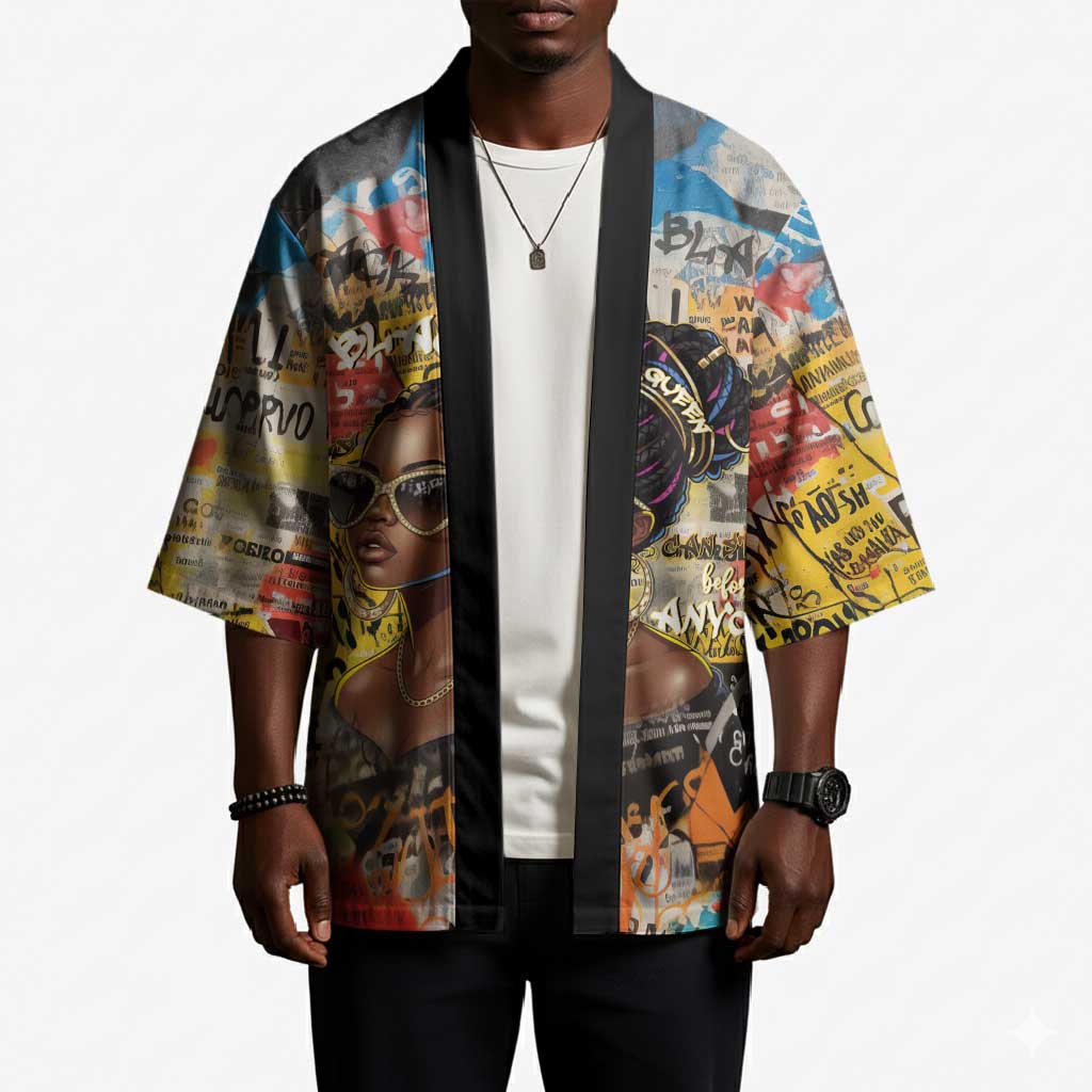 Black Her Story Graffiti Queen Kimono Black Woman Empowerment - African Pride