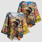 Black Her Story Graffiti Queen Kimono Sleeve Blouse Black Woman Empowerment - African Pride